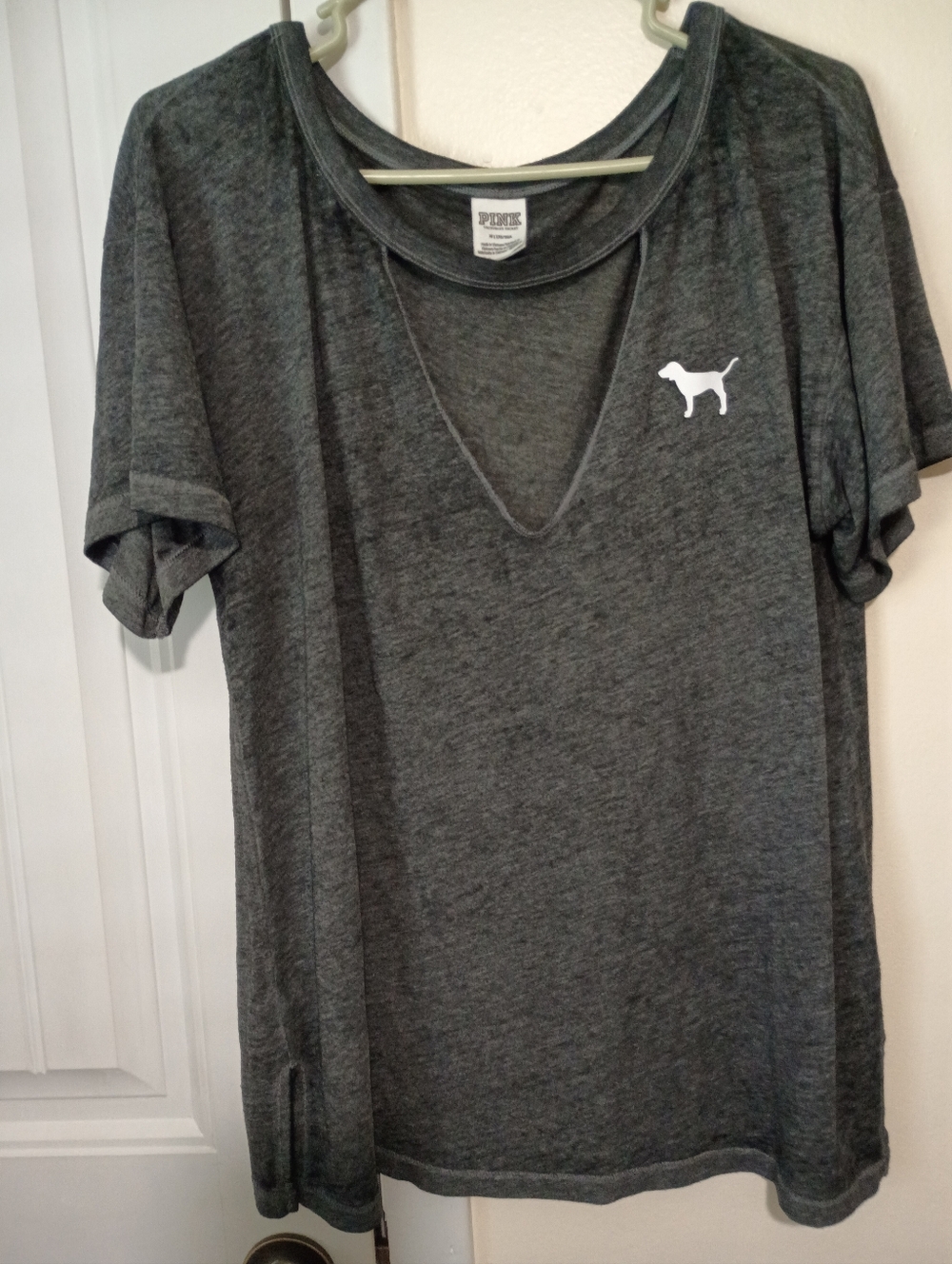 Grey VICTORIA'S SECRET PINK Short Sleeve Tee with Dog Logo